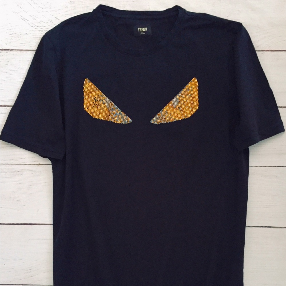 Fendi Black Swarovski Design T-shirt M